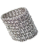 Sterling silver stack of beads on white background, product image for Sterling Silver Cuff Bracelet - Diamante Sparkling Stone Design