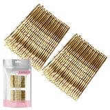Gold foil foiled nail strips on metal wavy bobby pins, 48pcs