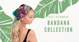 Stylish paisley bandana on a blonde woman.