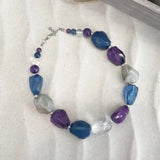Chunky bead necklace with purple and blue beads, perfect for summer and holidays