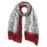 Stylish snood featuring a snakeskin pattern and red border for trendy outfit enhancement