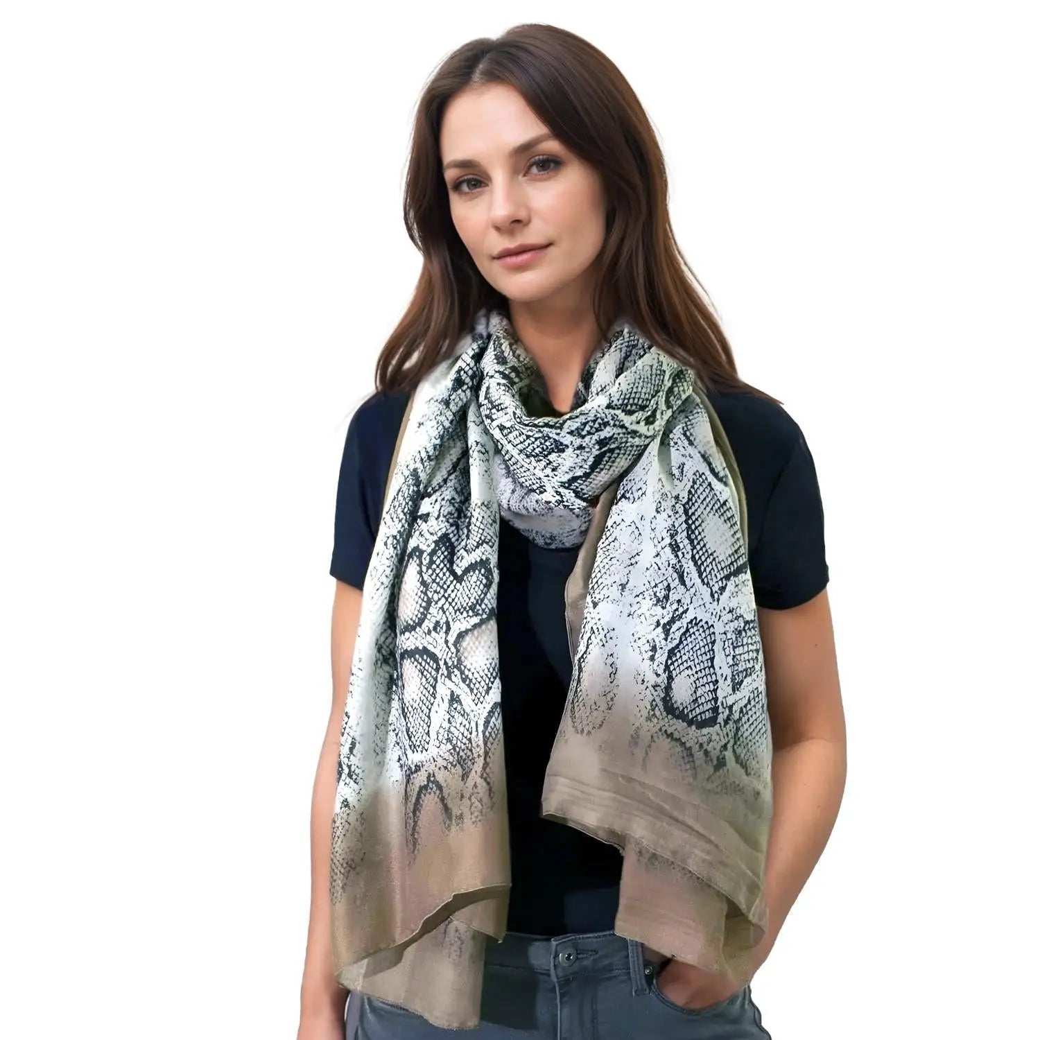 Patterned oversized scarf in snakeskin print, perfect as a stylish snood or plain scarf