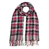 Super Soft Woven Check Scarf in Pink and Black Pattern