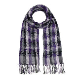 Super soft woven check scarf in purple and black pattern