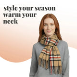 Tartan Winter Scarf – Soft & Warm with Cashmere Feel for Men & Women - Scarves