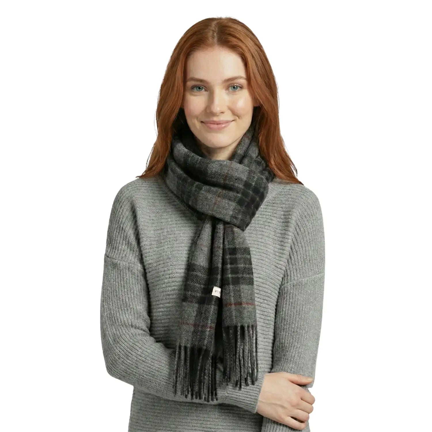 Tartan Winter Scarf – Soft & Warm with Cashmere Feel for Men & Women - Dark Grey - Scarves
