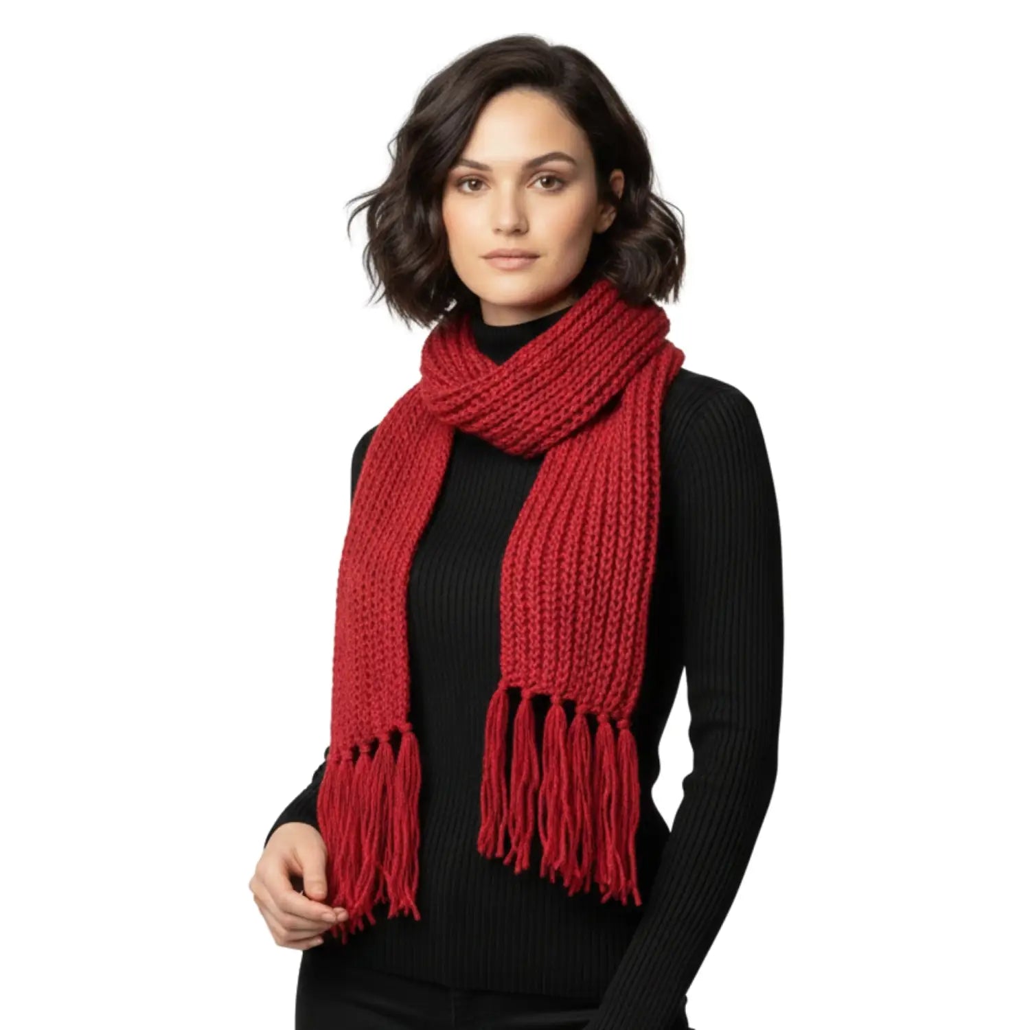 Thick Knit Winter Scarf – Warm & Cosy for Women | Tassel Detail - Knitted Scarves