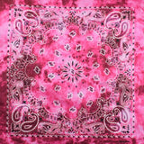 100% Cotton Pink Tie Dye Paisley Print Square Bandana