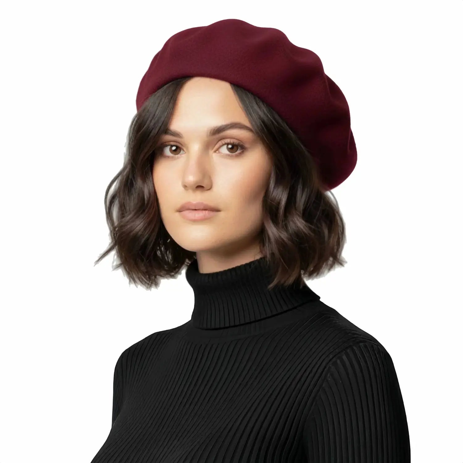 Timeless French Wool Beret in Elegant Colours - Burgundy - Hats