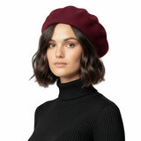 Timeless French Wool Beret in Elegant Colours - Burgundy - Hats