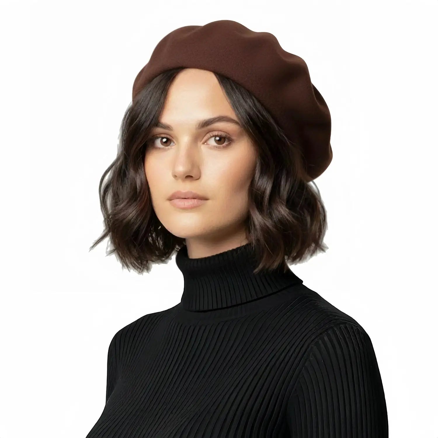 Timeless French Wool Beret in Elegant Colours - Dark Brown - Hats