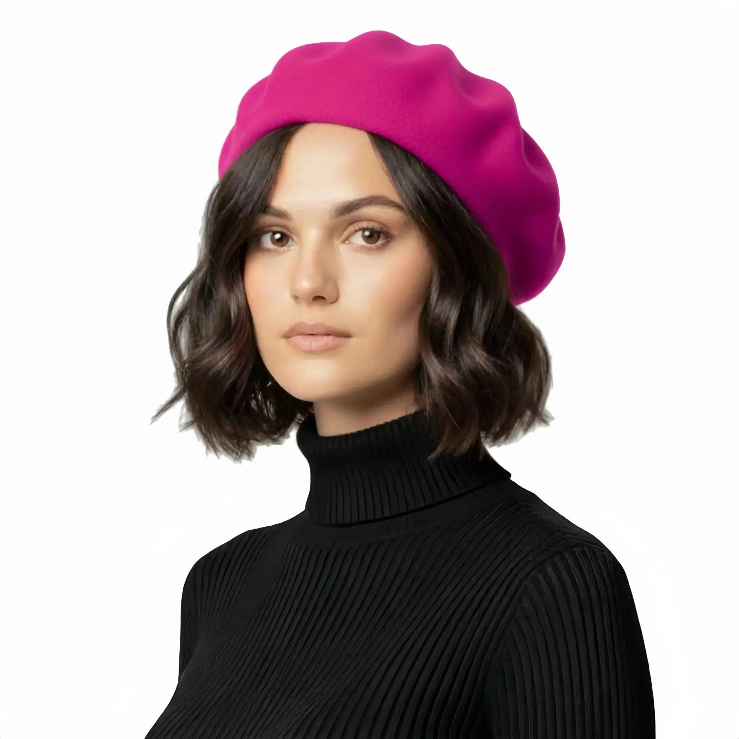 Timeless French Wool Beret in Elegant Colours - Fuchsia - Hats