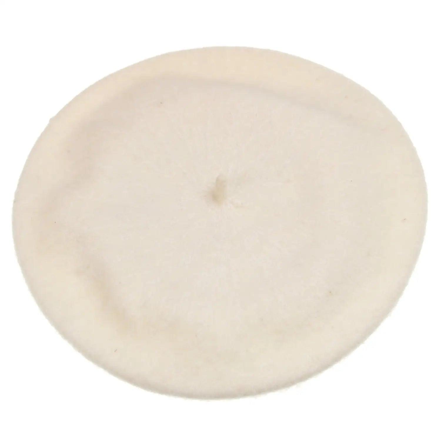 White French wool beret with round shape