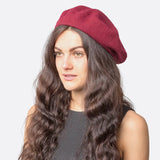 Timeless French Wool Beret in Elegant Colours - Woman wearing red beret hat