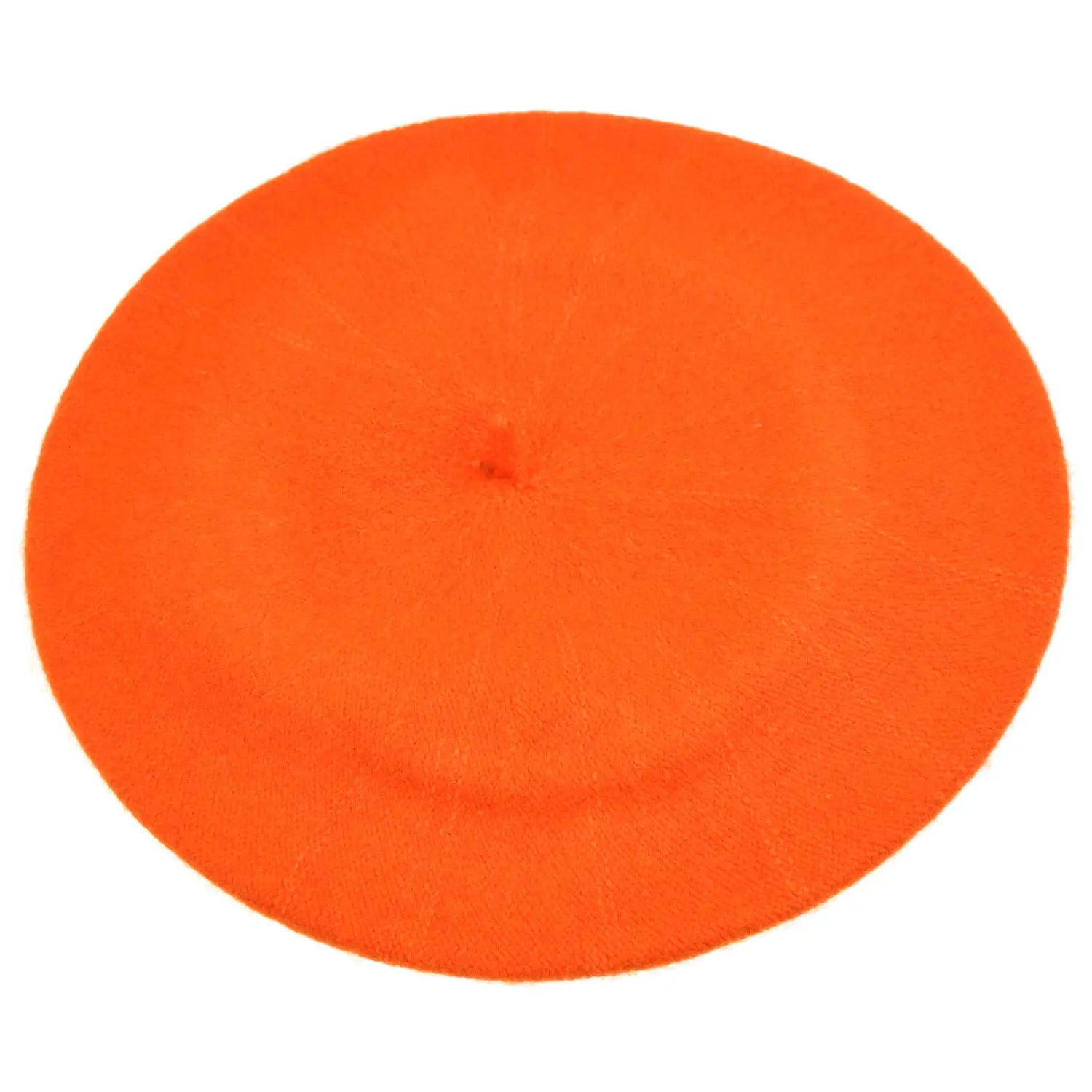 French Wool Beret in Elegant Colours on Round Orange Rug