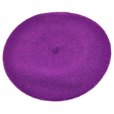 French wool beret in elegant purple color on white background