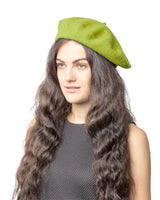 Elegant French wool beret in green and black dress outfit