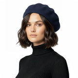Timeless French Wool Beret in Elegant Colours - Navy - Hats