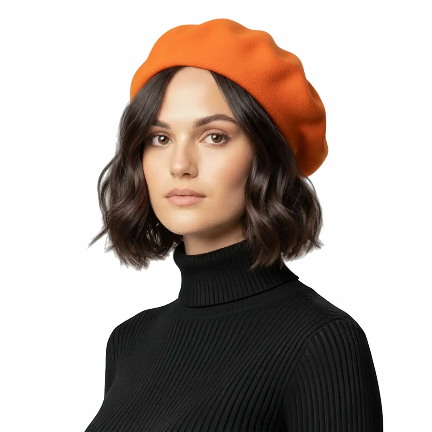 Timeless French Wool Beret in Elegant Colours - Orange - Hats