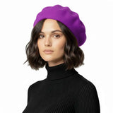 Timeless French Wool Beret in Elegant Colours - Plum - Hats