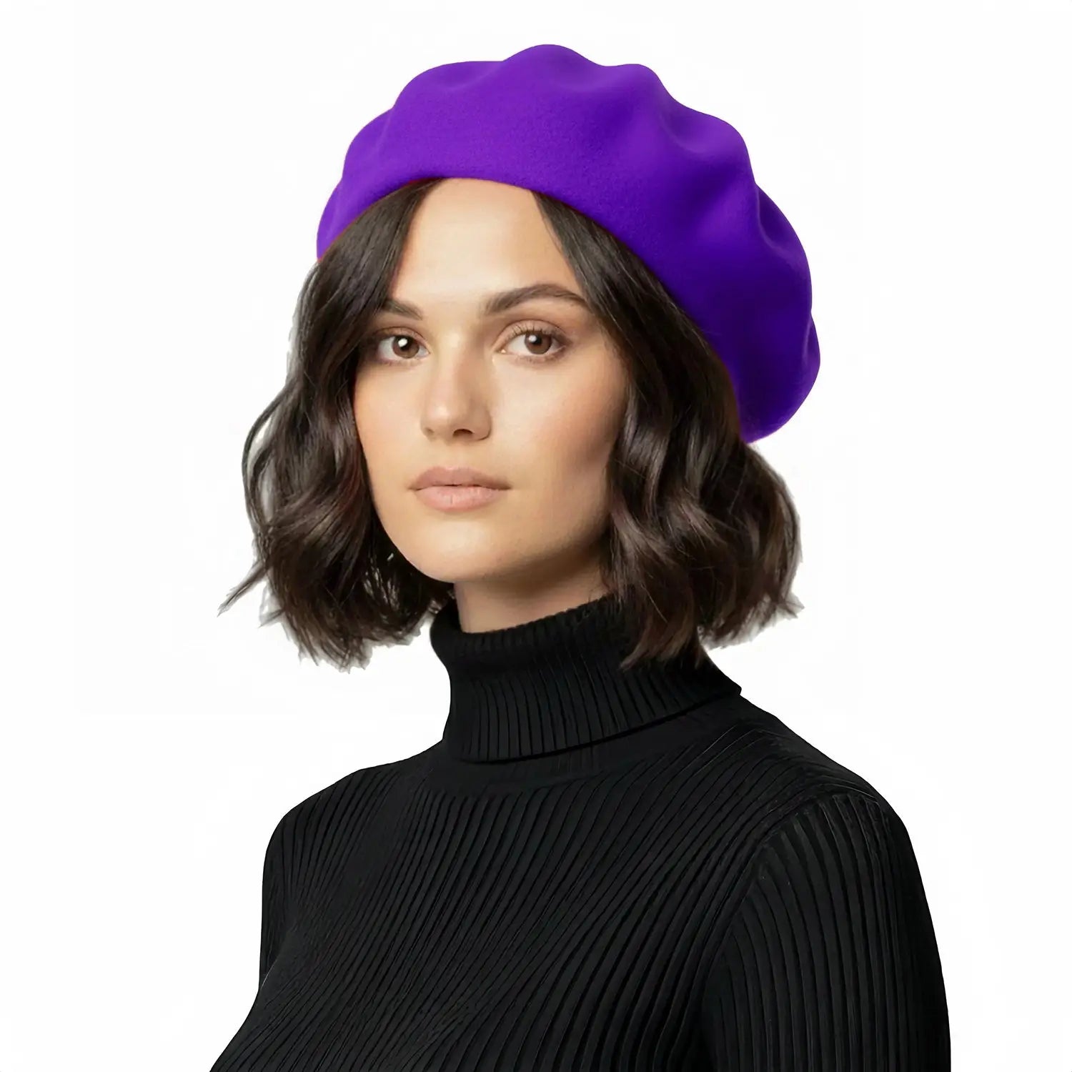 Timeless French Wool Beret in Elegant Colours - Purple - Hats