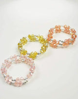 Tri-Pack Diamante Rhinestone Beads Bracelets with Glass Beads in Multiple Colors