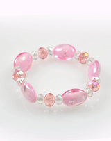 Pastel bead elastic bracelet with white bead and pink crystals