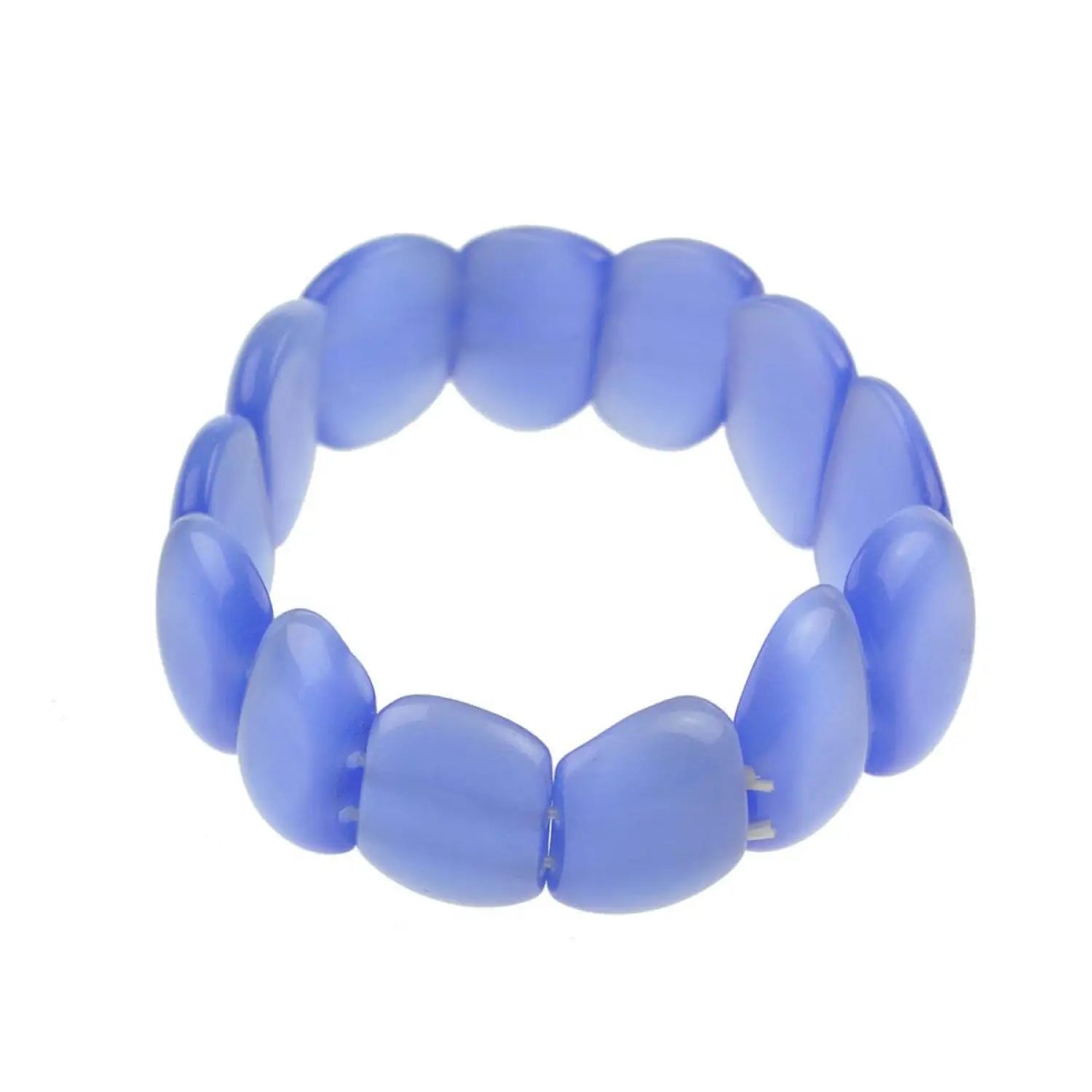 Blue round pastel plastic bead bracelet from Tri-set - Versatile accessory.