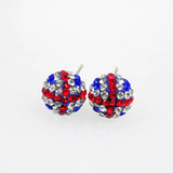 UK GB Union Jack red white blue stud earrings perfect for a stylish patriotic summer look