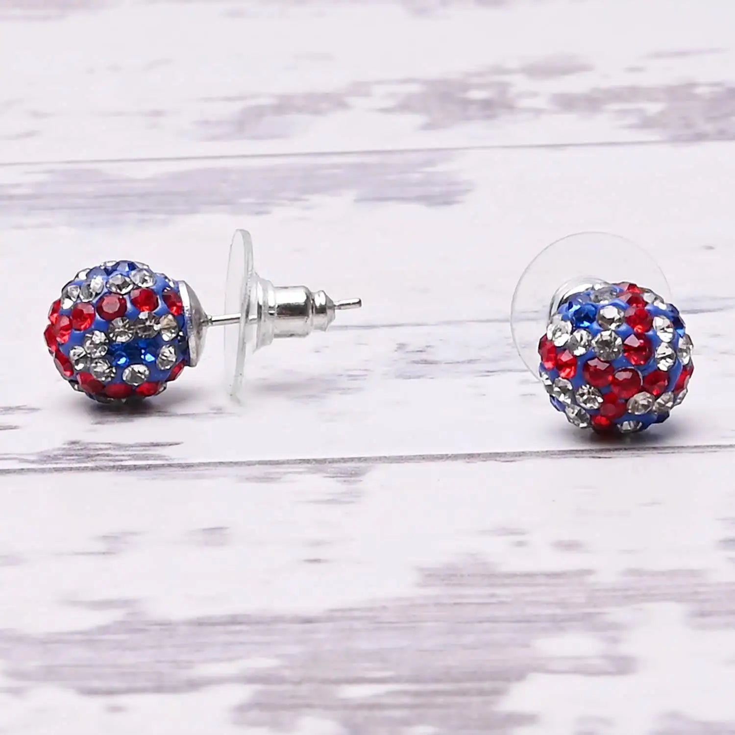 UK GB Union Jack Holiday Summer Stud Earrings in red, white, and blue