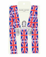 UK Union Jack flag Y-Shape Suspenders with metal clips