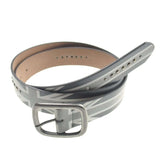 Union Jack Antique-Effect Leather Jean Belt with Metal Buckle