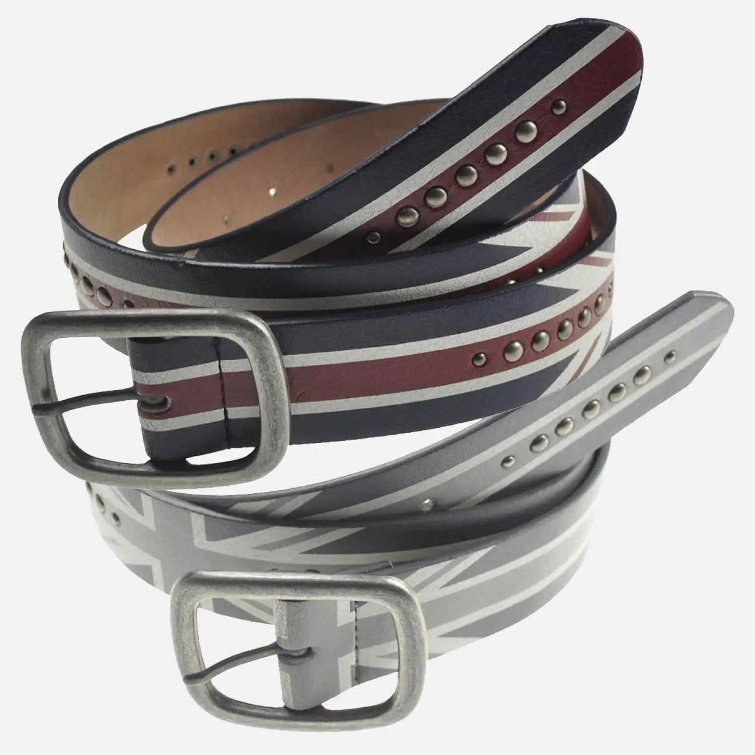 Union Jack Antique PU Leather Belts with Metal Buckles