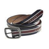 Union Jack Antique-Effect PU Leather Jean Belt buckle with striped pattern