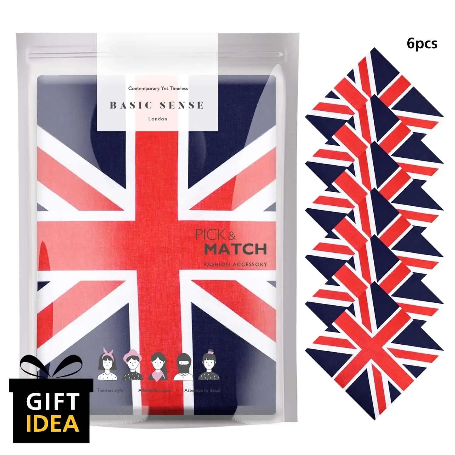 Union Jack flag fabric bag with white and red design