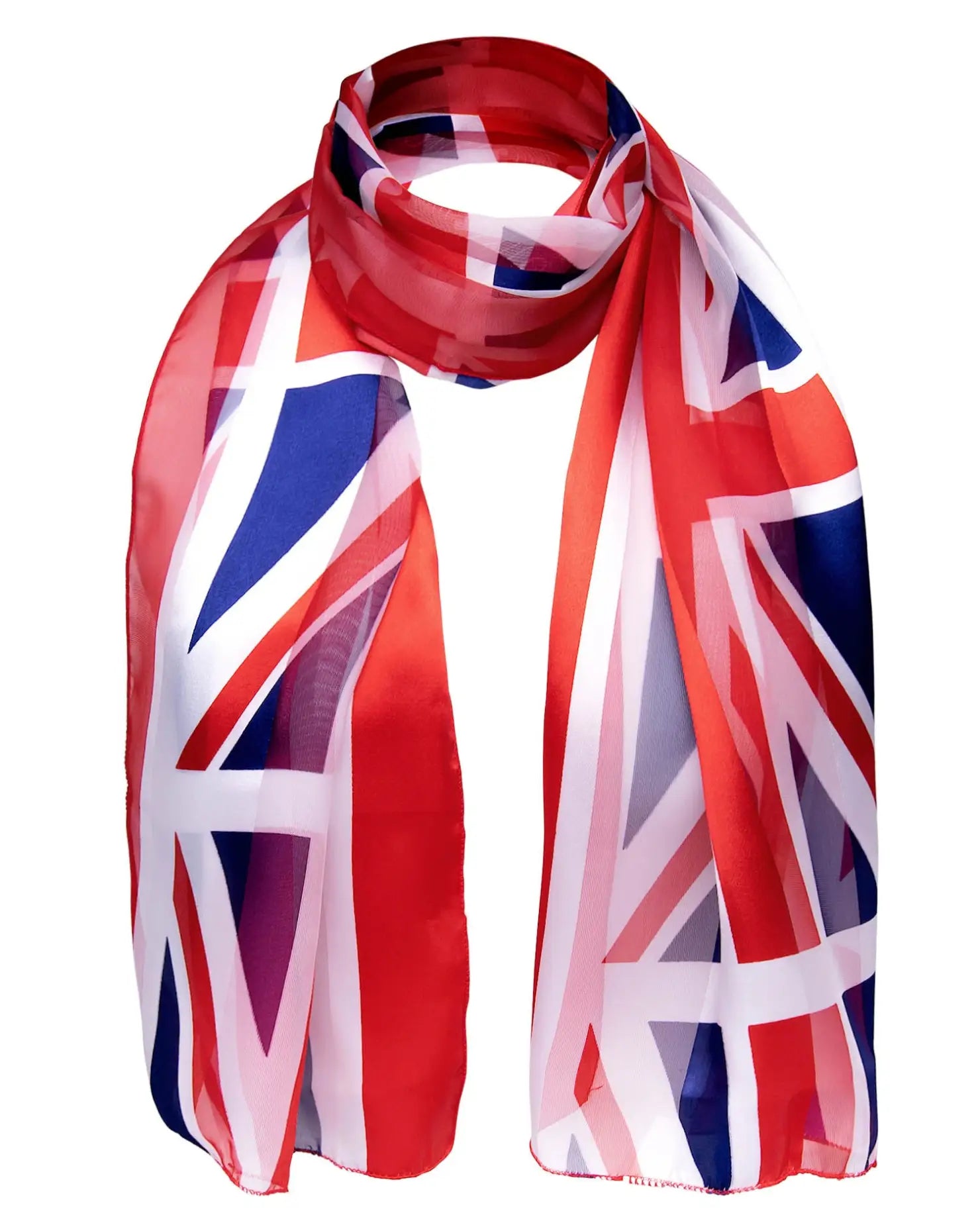 Union Jack Satin Flag Scarf - Patriotic Red, White, and Blue Design