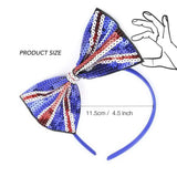 Union Jack Sequin Bow headband pack with British flag design