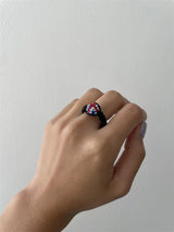 Union Jack Shamballa Beaded Bracelet Ring set with red and white flower ring*angstrom