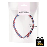 Union Jack Skinny Headbands: White bag with red, white, blue UK flag hair bands (Pack of 2)