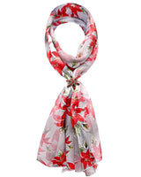 Unisex Christmas Poinsettia Satin Scarf & Holder Set with white and red floral scarf