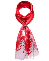 Unisex Christmas Snowman Satin Scarf displayed with Christmas Tree Scarf