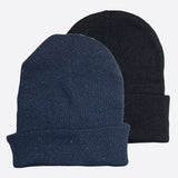 Unisex Cotton Blend Beanie Hats in Navy and Black