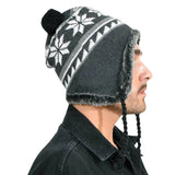 unisex peruvian winter hat - snowflake pattern,strlened.createTextNode, fleece lined
