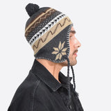 Unisex Peruvian winter hat with pom in snowflake pattern