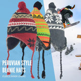Unisex Peruvian winter hats - snowboarders in the snow