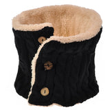 Unisex Sherpa-Lined Chunky Buttoned Snood Scarf with Fur Collar