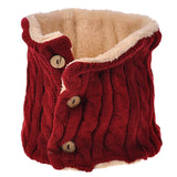 red cable knitted buttoned snood scarf with sherpa lining