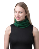 Unisex Sherpa-Lined Knitted Neck Warmer with Green Scarf.