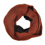 Unisex Two-Tone Winter Snood Scarf with Brown and Black Trim