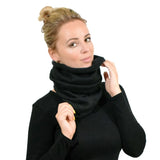 Winter plain black turtle neck sweater for women in Unisex Winter Plain Snood: Knitted Long Tube Scarf.